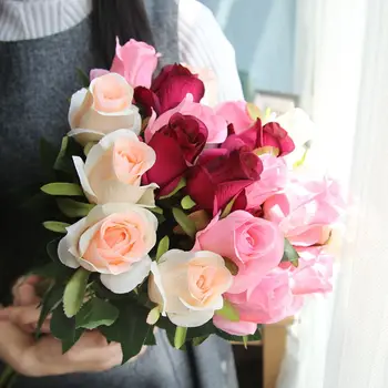 10buc/lot Nunta Boboc de Trandafir Real Atinge Ramură Flori Artificiale Decorative a Crescut de Flori pentru Decoratiuni Ziua Îndrăgostiților