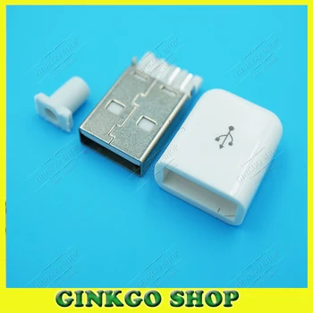 10sets/lot 3 în 1 DIY sudabil de sex Masculin mufă USB, culoare Alb, sudabil USB plug de sex masculin pentru apple stil