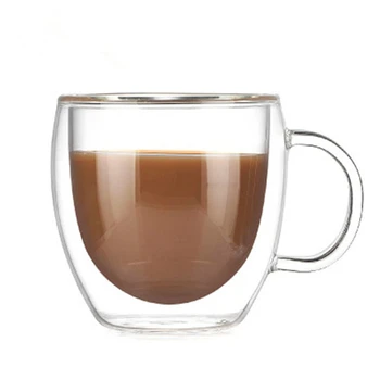 150 250 350 ML Straturi Duble Cana de Cafea Cu Mâner de Izolare Termică Cană de Lapte o Cană de Ceai Transparent Drinkware Mare Cadou