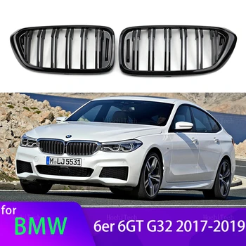 2 buc Mașină de Stil Negru Lucios Fata Rinichi Dublu Slat Grătar Grila pentru BMW seria 6 GT 6GT G32 2018-2020