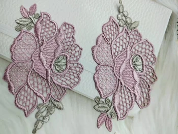 2 Bucata Floare de Lotus Aplicatiile de Broderie Pânză Patch Coase pe flori de Patch-uri DIY Accesorii pentru Rochie Costum Clasic