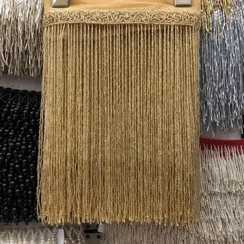 2 metri Negru Șirag de mărgele Fringe Trim pentru Haute Couture Manual Șirag de mărgele Franjuri Canaf Tapiterie