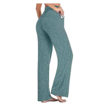 2021 Vrac Yoga Pantaloni Femei Yoga Pantaloni De Bumbac Moale De Înaltă Talie Cordon Largi Picior Pantaloni Lungi Casual De Dans Pantaloni De Yoga Pantaloni