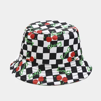 2022 12 Stiluri de Bumbac Imprimare Alb-Negru Pălărie Găleată Călătorie în aer liber la Soare Capac Pentru Bărbați Și Femei 54