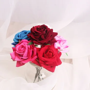 3/5pcs Artificiale Velvet Rose Flori 6cm Pentru Masina Decorative Nunta Trandafir Scrapbooking Ambarcațiuni Flores Simulare de Flori False