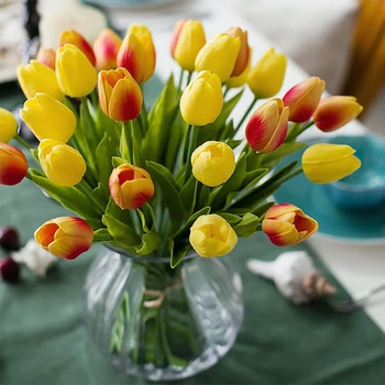 33cm Pu lalele flori artificiale touch flori artificiale mini tulip aranjament floral de Craciun familia gradina decor de nunta