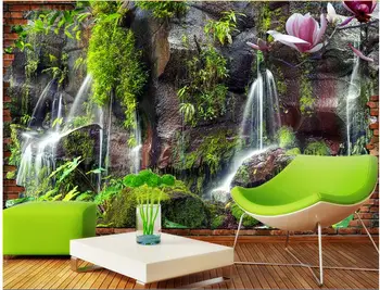 3D muntele verde de apă Cade TV de perete de fundal decorare de ferestre pictura murală tapet Decor Acasă