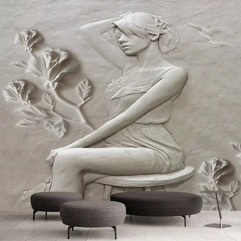 3D Relief Figura Fotografie Tapet Living lenjerie de Pat Cameră de Fundal de Hârtie de Perete Pentru Pereti 3 D Stil European Abstracte de Artă Murală