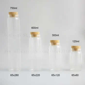 4oz 10 oz 20 oz Mare și Gol Transparent Sticla Borcan Cu Dop de Plută Sticlă Clară Container pentru Depozitare de uz Casnic utilizarea 5pcs