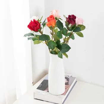 4Pc Singură Sucursală Iubitor de Trandafir Umed Trandafir Real Touch Flori Artificiale pentru Decor Acasă de Ziua Îndrăgostiților Cadou de Nunta Buchet de Mireasa
