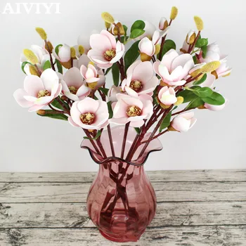 5 capete de 75cm parfumuri magnolia bumbac simulare flori DIY nunta grădină petrecerea de la birou acasă fotografie flores artificiales