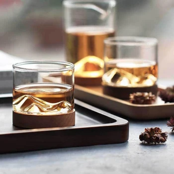5oz Munte Vin, cana de Sticla cu Lemn chineză cana de ceai de Jos Pahare de Whisky Japonez de uz Casnic Ceașcă de Ceai de lemn cana cadou