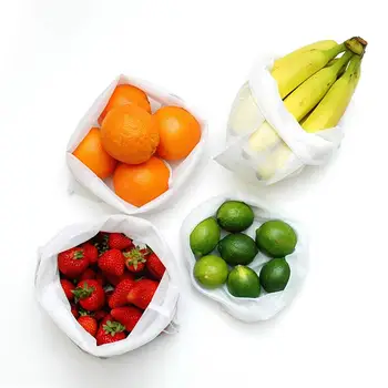 5Pcs Pliabil Produce Sac de Plasă de Fructe Sac Lavabil Fructe Plasă de Legume Sac de Depozitare Bagaje