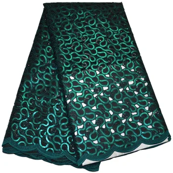 (5yards/pc) de înaltă calitate adânc verde African handcut organza dantelă tesatura cu paiete stralucitoare broderie pentru rochie de petrecere OP72