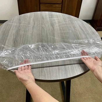 65-180 cm Rotund Impermeabil Elastic Transparent cu margini Capac de Masa din PVC Simplu Convient Bucătărie de Catering Protector față de Masă