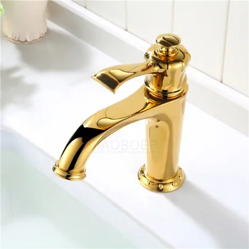 Aur de lux baie chiuveta de robinet de aur rece, mixer de apa fierbinte bazinul robinet de calitate superioară Artistice robinet mâner unic