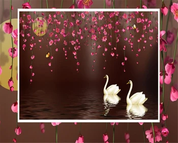 Beibehang de Nunta Personalizate de Perete Tapet Decorativ de Moda de Flori de viță de vie Fluture Swan TV de Perete Pictura tapet camera de zi