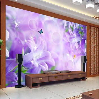 Beibehang Fundal Mare Tulbure violet crini perete Murales De Pared 3d hârtie de Perete Hotel Dormitor Murală tapet pentru Camera de zi
