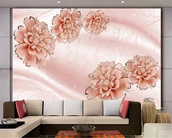 Beibehang tapet Personalizat roz romantic sala de nunta relief flori living TV de fundal pereti pictura 3d tapet