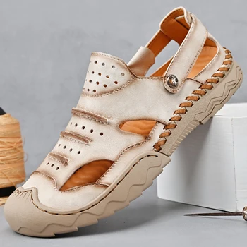 Brand Clasic Mens Sandale De Vara Din Piele Sandale Barbati Casual În Aer Liber Usoare Sandale De Moda Pentru Bărbați Adidași Mărimea 38-46