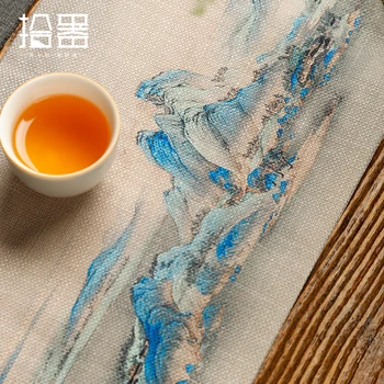 Chineză stil îngroșat ceai de masă perna Zen impermeabil pavilion masă de bumbac, cânepă mare absorbant de ceai perna