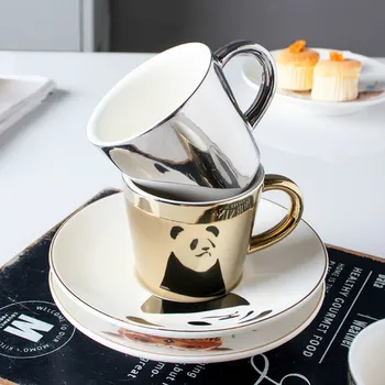 Creative Cana de Cafea cu Tavă Cupa Placare Reflecție în Oglindă Ceramice si Farfurie Set de Călătorie Agitator Amuzant s