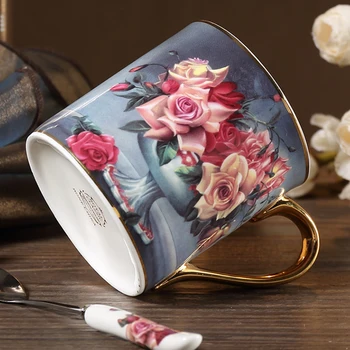 Creative Neregulate Ceramice Ceașcă de Cafea cu Mâner de Aur Ceramică lucrate Manual Ceașcă de Ceai de Călătorie Bucatarie Tacamuri Nordic Acasă Ceașcă de Cafea