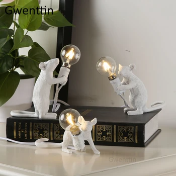 Creative Rășină Mouse Masă Lumini pentru Dormitor Noptieră Lampa Led-Suport Birou Corpuri de Iluminat Home Deco Art corp de Iluminat Industrial