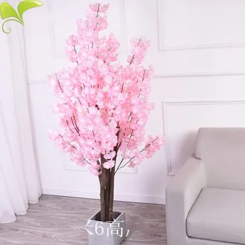 Culoare roz Artificiale Copac Floare de Cires, Flori de Cires care Doresc Copaci 1M 1.6 M 2M Înalt Pentru Magazin Peisaj DIY tort de Nunta