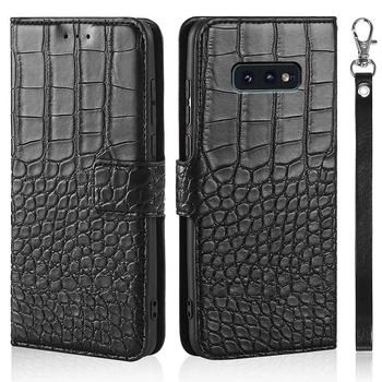 De lux Flip case Pentru Samsung Galaxy S10E Acoperi Textura de Crocodil Piele de Design de Carte de Telefon Coque Capa Cu Curea Deținătorii de Carduri