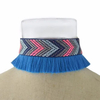 De Vânzare la cald Bohemia Cravată Colier Șirag de mărgele Colorate pentru Femei Ciucure Lanț Pandantiv Coliere & Pandantive Coliere Guler Bijuterii Etnice