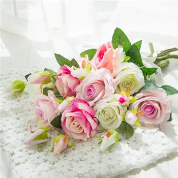 De înaltă Calitate 1 buc Proaspete Atingere Real a Crescut de Flori Artificiale Ramură de Trandafir Flori Decoratiuni pentru Nunta, Petrecere de Aniversare Flori