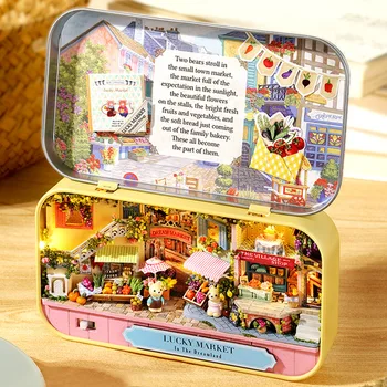 DIY Cutie de Teatru din Lemn, Păpuși Kit Miniatura, cu Mobilier Casa Papusa Asamblate Casa Roombox Jucarii de Cadouri de Craciun pentru Prieteni