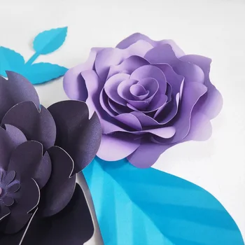 DIY Hârtie Gigant Flori Artificiale de Trandafir Fleurs Artificielles Fondul 4buc+ 4 Părăsească Petrecerea de Nunta Decor Pepinieră Serie Violet