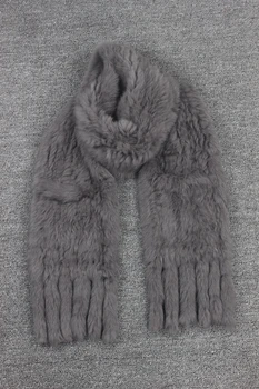 Doamna de Moda de Iarnă Autentică Tricotate Blana de Iepure Rex Eșarfe cu Ciucuri Femei Pashmina Înfășoară Gâtul Inele LF5018