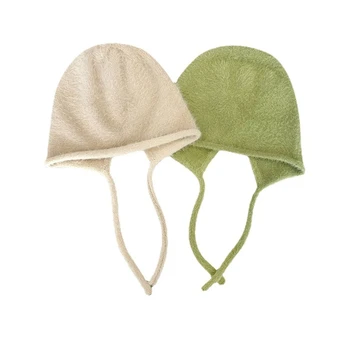 Elastic Vânt de Iarnă Pălărie de Culoare Multi Blană Pălării Tricotate pentru Femei Ține Urechea Pălării Calde Pufos Vreme Rece Consumabile DXAA