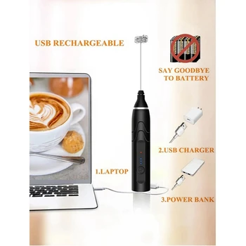Electric Mixer de Mână USB Portabile cu Spuma, Amestecati Portabil Spumant de Lapte fără Fir Bătător de Ouă fără Fir Blender Electric