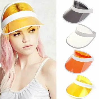 Femei Pălării de Soare Vizieră de Protecție Petrecere Casual Margine Largă de Pălării din PVC Impermeabil Elastic Reglabil Centura de Plastic Clar Adult protecție Solară