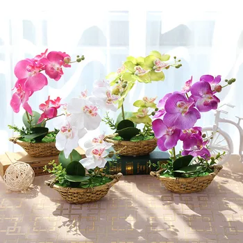 Flori Artificiale Bonsai Fluture Orhidee Ghiveci Cu Ciment Ghiveci De Flori De Nunta Petrecere Desktop Acasă Decor