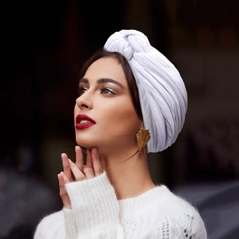 Franceză Eșarfă Cap Turban Cap Împachetări Femei Călătorie Plaja Pălărie De Moda Cu Cap Feminin Elegant Culoare Solidă Turbanul Musulman Eșarfă