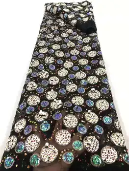 Frumos Colorate, paiete brodate Africane, Nigeria paiete dantelă franceză plasă de fire de dantelă Pentru o rochie de Petrecere rochie de mireasa rochie lunga