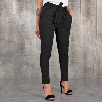 GAOKE Elegant Buzunarele Pantalonilor de Moda de Bază Bandaj Tricotate Femei de Înaltă Talie Subțire Streetwear Codrin Femei Pantaloni Casual Șifon