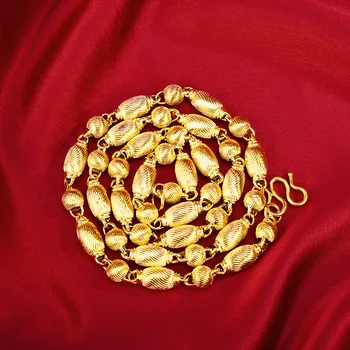 Geometrice Gol de Măsline Margele Buddha Barbati Colier Galben de 14K Lant de Aur de Logodna de Nunta Aniversare de Bijuterii Cadou de sex Masculin