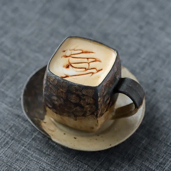 Handmade, Vintage Ceramice de Cafea Ceasca si Farfurie Set Creativ Japoneză Tradițională Chineză Cesti de Ceai Reutilizabile Cana de Băut Cupa