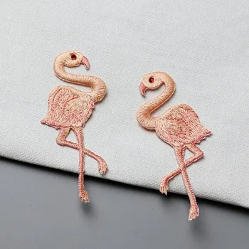 Hei Yonniex 1 Pereche Mici Flamingo Brodate Fier-Pe Aplicații Patch-Uri Aplicatiile Autocolante Pentru Haine Insigne