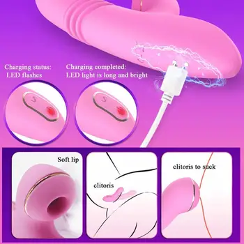 Iepure Supt Vibrator punctul G Vaginale Clitorals Stimulator Încălzire Realistic dildo Vibrator Adult Jucarii Sexuale pentru Femei pentru Orgasm