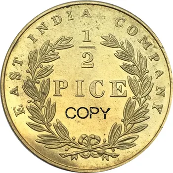 Indian Britanic 1/2 Pice 1853 Alama Metal De Copia Fisei