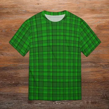 Irlandez Tartan Plaid Tricou Masculin Verde Negru Funny T-Shirt De Vară Epocă Teuri Scurt-Maneca De Imprimare Plus Dimensiune Topuri