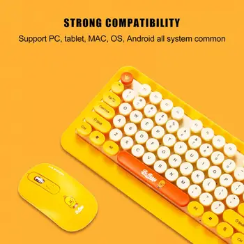 K68 Desene animate Impermeabil USB Optic Wireless Mouse Tastatura Kit este compatibil cu Toate Sistemele De Pctabletfor Mac1Os Și Pentru Android
