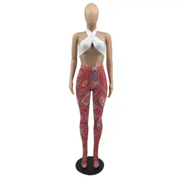 La Moda Streetwear Femei Sexy Print Pantaloni Skinny Înalt Elastice Tifon Chilot Strâmt Bodycon Drept Pantaloni Lungi De Vară 2021